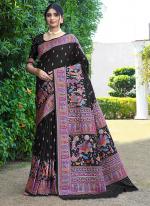 Soft Pure Silk Black Traditional Wear Weaving Saree